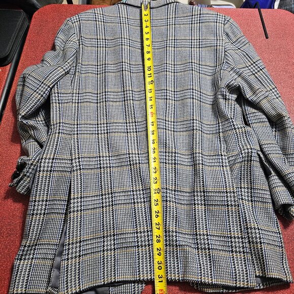 VTG 70s Chester Barrie Houndstooth Cashmere Blazer Sz 42S Blue Gray Quiet Luxury - Picture 14 of 16